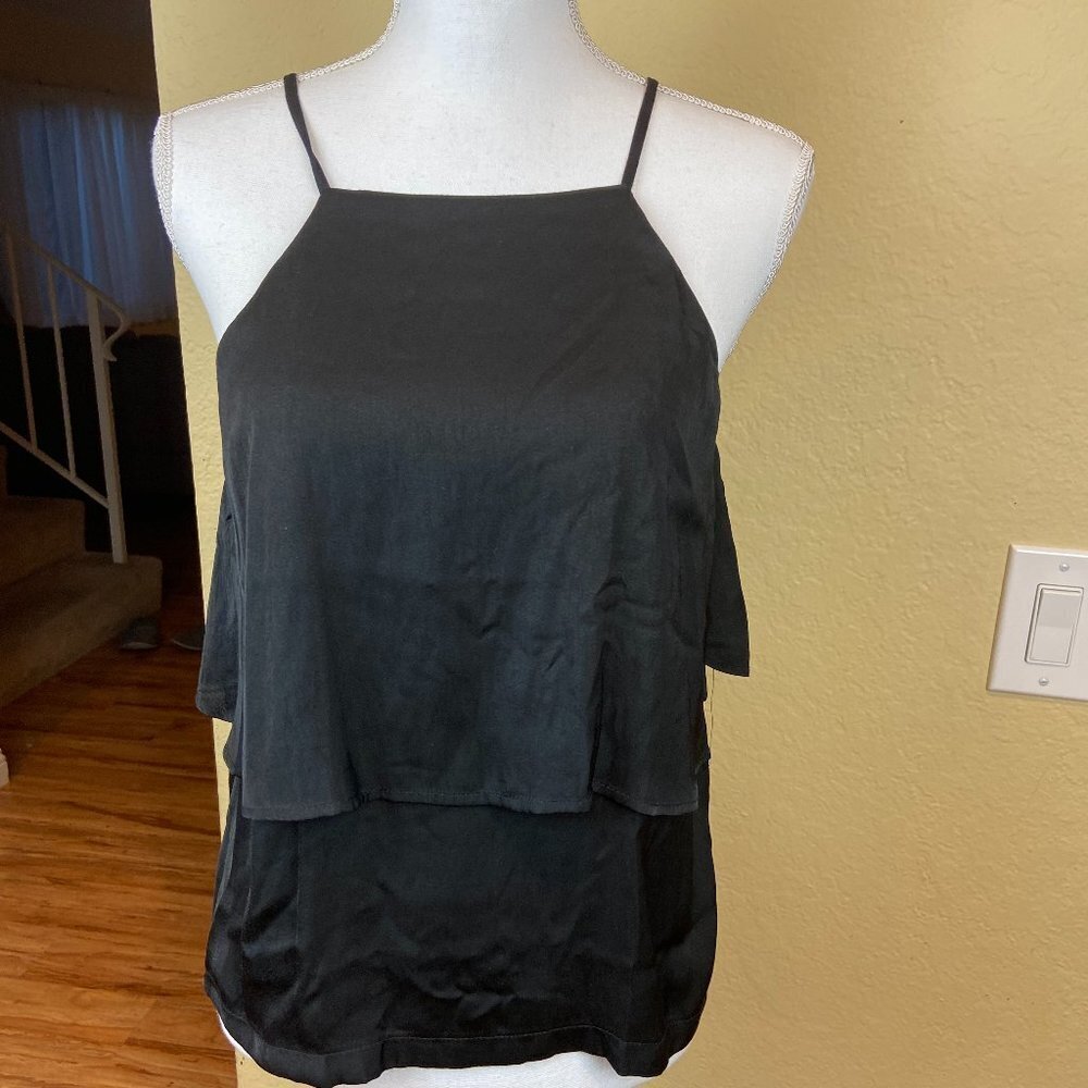 MINKPINK Tank Top Black Ruffle Size L